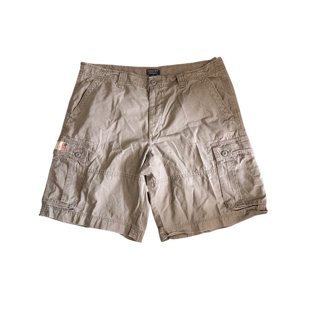 Polo Jeans Co Ralph Lauren Mens Cargo Shorts Khaki Ripstop Cotton Size 42 Tan